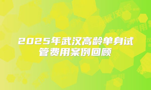 2025年武汉高龄单身试管费用案例回顾