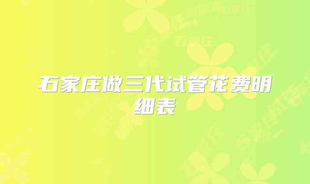 石家庄做三代试管花费明细表