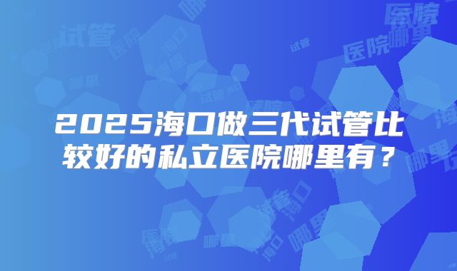 2025海口做三代试管比较好的私立医院哪里有?