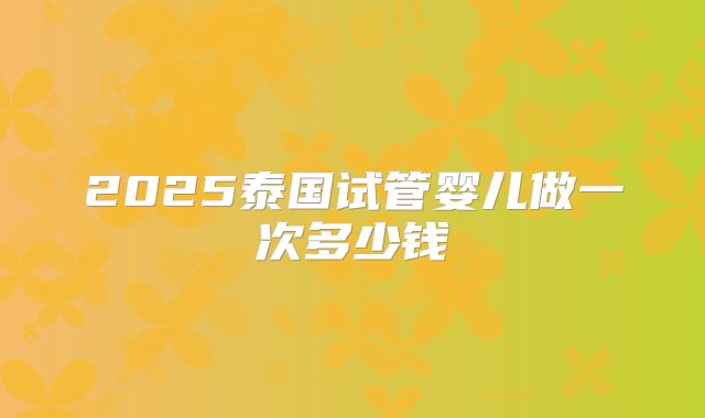 2025泰国试管婴儿做一次多少钱