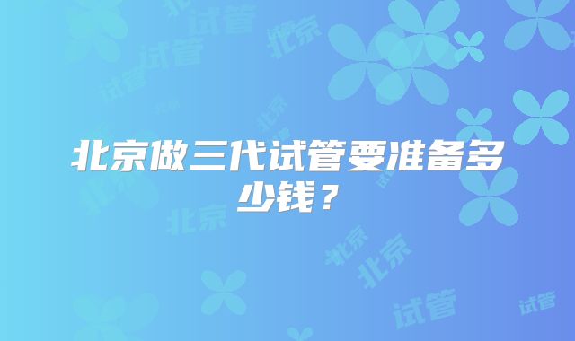 北京做三代试管要准备多少钱?