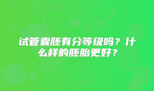 试管囊胚有分等级吗？什么样的胚胎更好？
