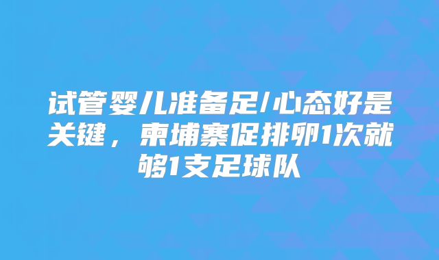 试管婴儿准备足/心态好是关键，柬埔寨促排卵1次就够1支足球队
