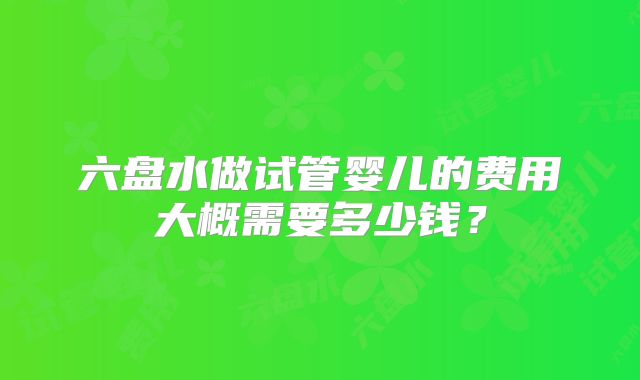 六盘水做试管婴儿的费用大概需要多少钱？