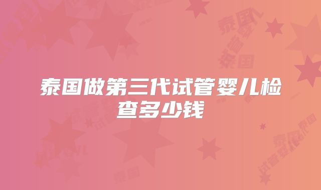 泰国做第三代试管婴儿检查多少钱