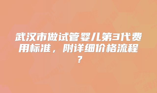 武汉市做试管婴儿第3代费用标准,附详细价格流程?