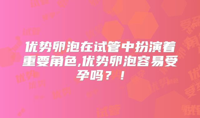 优势卵泡在试管中扮演着重要角色,优势卵泡容易受孕吗?!