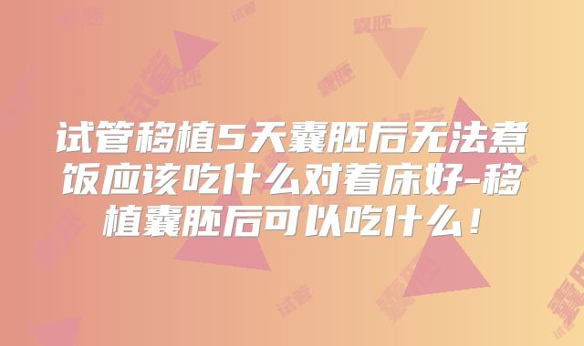 试管移植5天囊胚后无法煮饭应该吃什么对着床好-移植囊胚后可以吃什么！