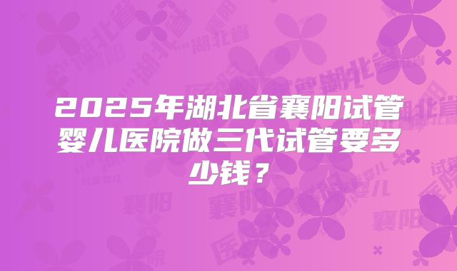 2025年湖北省襄阳试管婴儿医院做三代试管要多少钱？