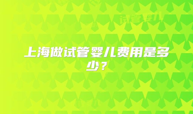 上海做试管婴儿费用是多少?