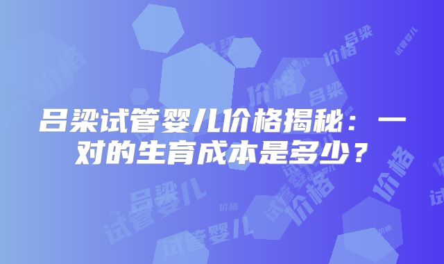 吕梁试管婴儿价格揭秘：一对的生育成本是多少？