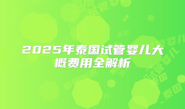 2025年泰国试管婴儿大概费用全解析