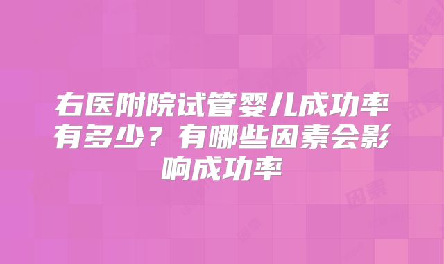 右医附院试管婴儿成功率有多少?有哪些因素会影响成功率