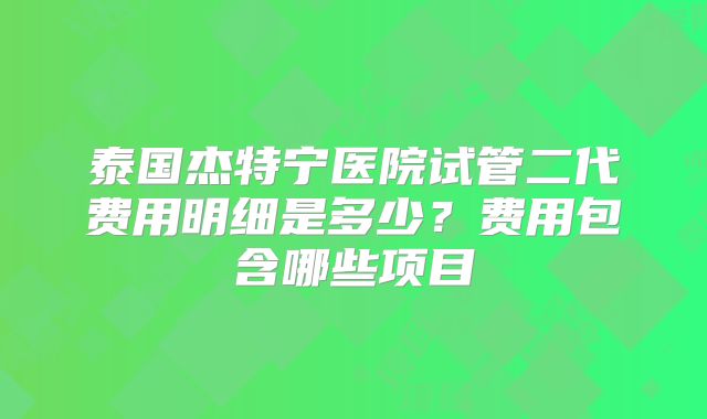 泰国杰特宁医院试管二代费用明细是多少？费用包含哪些项目