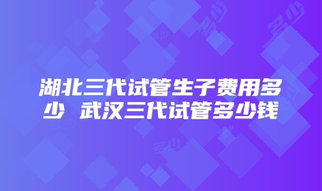 湖北三代试管生子费用多少 武汉三代试管多少钱