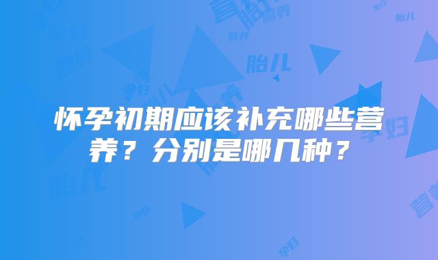 怀孕初期应该补充哪些营养？分别是哪几种？