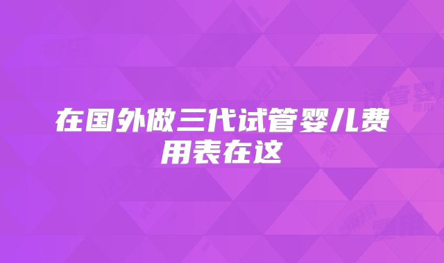 在国外做三代试管婴儿费用表在这