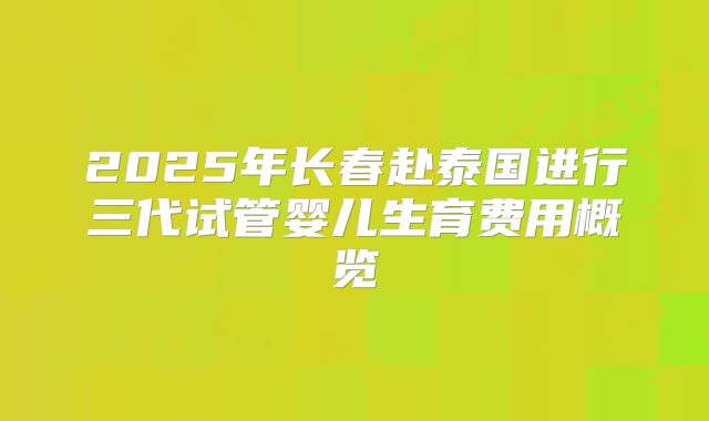 2025年长春赴泰国进行三代试管婴儿生育费用概览