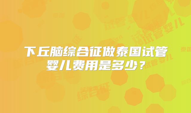 下丘脑综合征做泰国试管婴儿费用是多少？