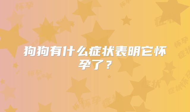 狗狗有什么症状表明它怀孕了？