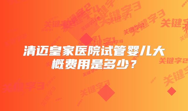 清迈皇家医院试管婴儿大概费用是多少?