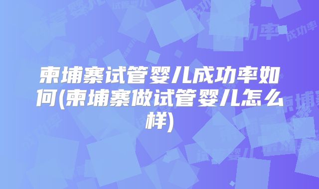 柬埔寨试管婴儿成功率如何(柬埔寨做试管婴儿怎么样)