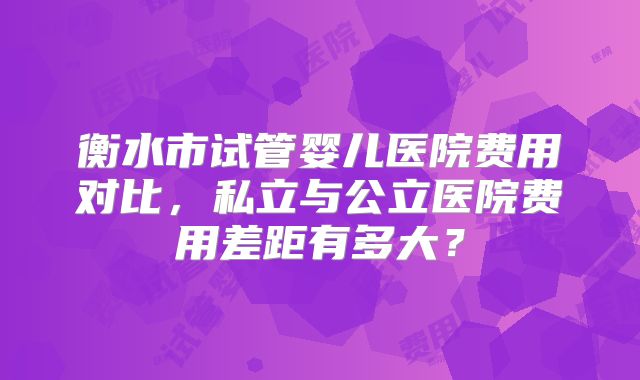 衡水市试管婴儿医院费用对比，私立与公立医院费用差距有多大？