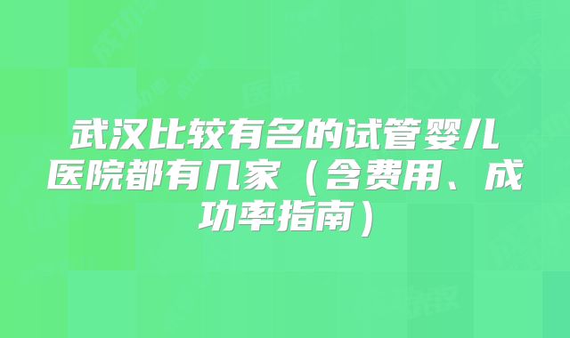 武汉比较有名的试管婴儿医院都有几家(含费用、成功率指南)