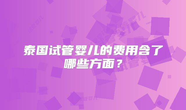 泰国试管婴儿的费用含了哪些方面？
