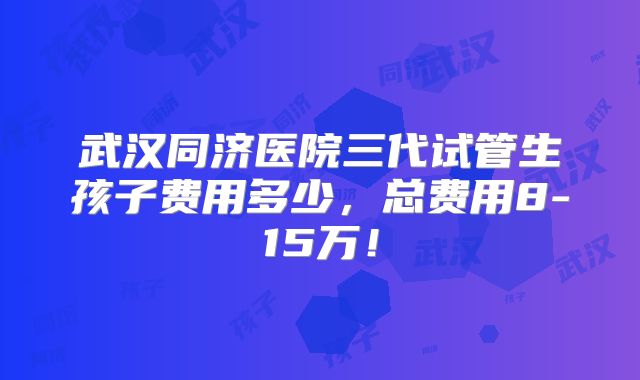 武汉同济医院三代试管生孩子费用多少，总费用8-15万！