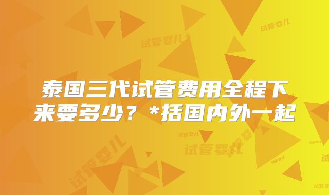 泰国三代试管费用全程下来要多少？*括国内外一起