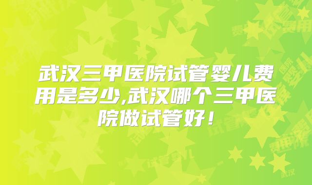 武汉三甲医院试管婴儿费用是多少,武汉哪个三甲医院做试管好！