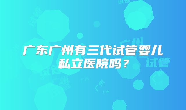广东广州有三代试管婴儿私立医院吗？