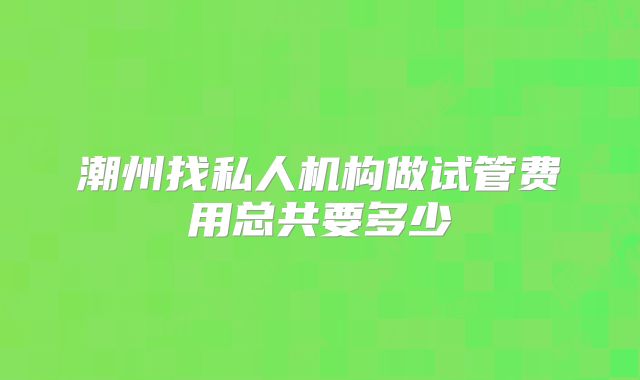 潮州找私人机构做试管费用总共要多少