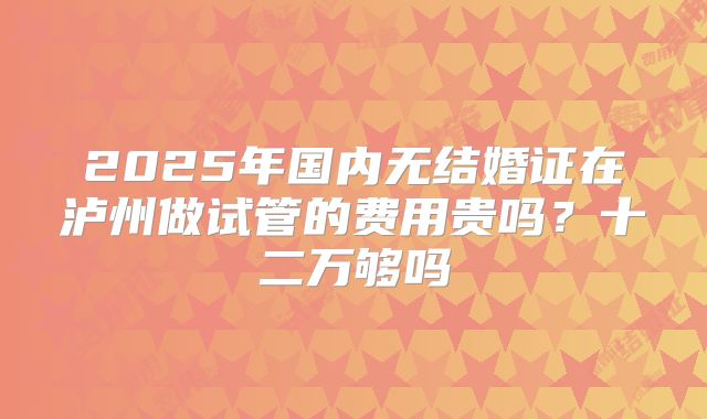 2025年国内无结婚证在泸州做试管的费用贵吗?十二万够吗