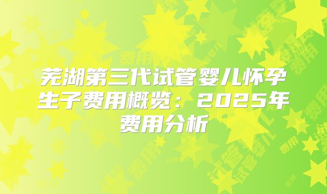 芜湖第三代试管婴儿怀孕生子费用概览：2025年费用分析