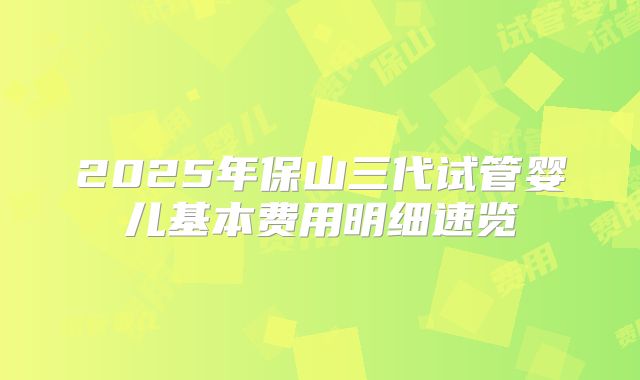 2025年保山三代试管婴儿基本费用明细速览