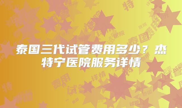泰国三代试管费用多少？杰特宁医院服务详情