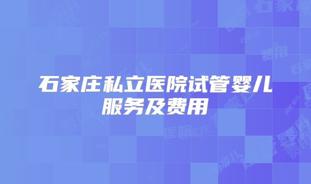 石家庄私立医院试管婴儿服务及费用