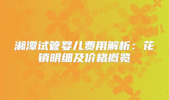 湘潭试管婴儿费用解析：花销明细及价格概览