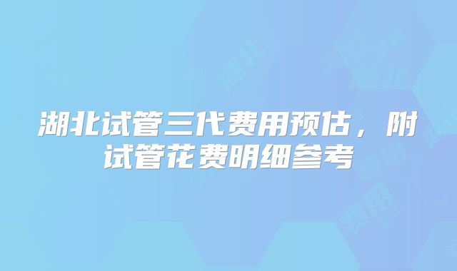 湖北试管三代费用预估,附试管花费明细参考