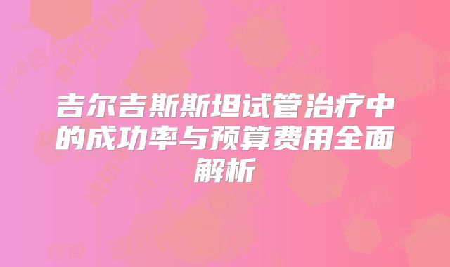吉尔吉斯斯坦试管治疗中的成功率与预算费用全面解析