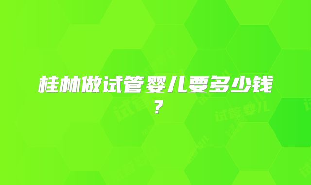 桂林做试管婴儿要多少钱？