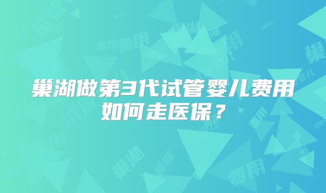 巢湖做第3代试管婴儿费用如何走医保?