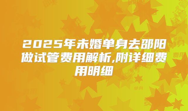 2025年未婚单身去邵阳做试管费用解析,附详细费用明细