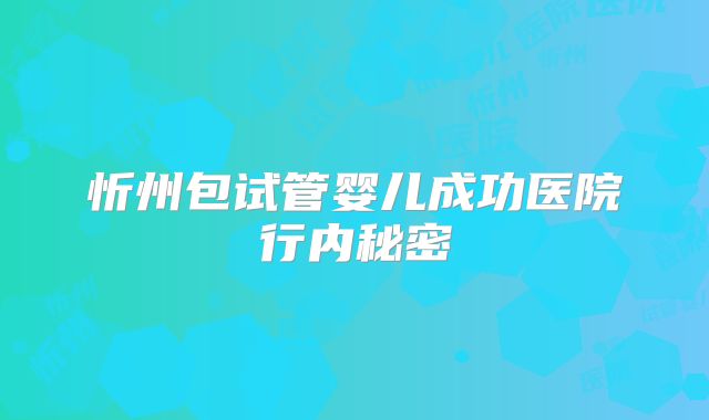 忻州包试管婴儿成功医院行内秘密