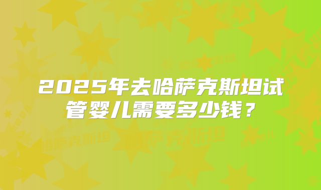 2025年去哈萨克斯坦试管婴儿需要多少钱？