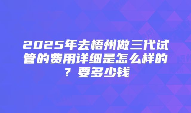 2025年去梧州做三代试管的费用详细是怎么样的?要多少钱