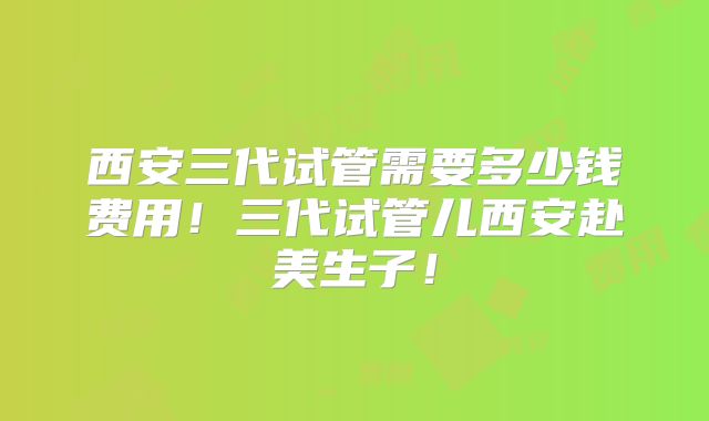 西安三代试管需要多少钱费用!三代试管儿西安赴美生子!