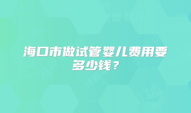 海口市做试管婴儿费用要多少钱？